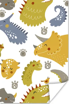 Produktbild von MuchoWow® Poster Dinosaurier - Schnittmuster - Jungen - Dino - Kinder 120x180 cm - Kunstposter