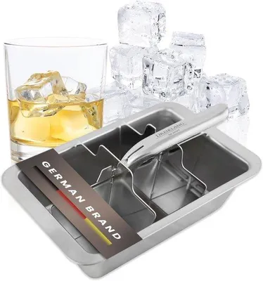 Produktbild von Famanu Eiswürfelform XXL aus 18/8 Edelstahl mit Hebelmechanismus - poliert, lebensmittelecht, langlebig