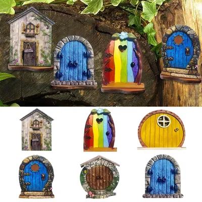 Holz-Miniaturtür, rustikale Gartendeko, 6 Stück, 8,2x8,8 cm