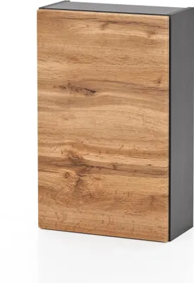 Produktbild von Hängeschrank Badschrank Holzschrank "Kopenhagen I" Grafitgrau, Wotaneiche