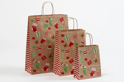 Produktbild von Papiertragetasche Kordel "Weihnachten klassisch" 18+8x22 cm, 300 Stück