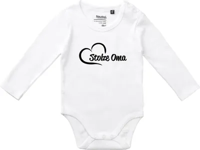 Produktbild von Huuraa Baby Body Stolze Oma Herz 68 White  Baumwolle Fairtrade Langarmbody Geschenkidee