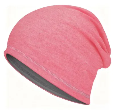 Immagine prodotto di Berretto da uomo e da donna, taglia unica, color rosa-grigio, traspirante, berretto tipo beanie, ideale per attività sportive all'aperto