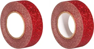 Immagine prodotto di 2 nastri decorativi con glitter 5 m x 1,5 cm - rosso