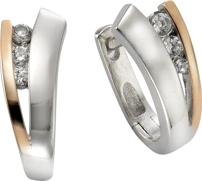 Produktbild von F Creolen 925/- Sterling Silber 1,6cm mehrfarbig Zirkonia weiß 025210011-1