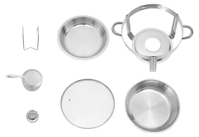 Obrázek produktu pro Nádoba na udržování teploty jídla – kulatá – objem 5 litrů – nerezová ocel – skleněná poklice – držák poklice – stříbrná barva