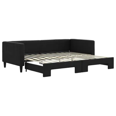 Zdjęcie produktu dla vidaXL Łóżko dzienne rozkładane czarne 90x200 cm tkanina