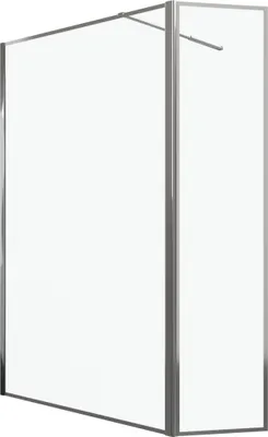 Image de Paroi de Douche avec Volet Pivotant 120+40x200cm - Finition Chromée - CHROMED CONTOURING