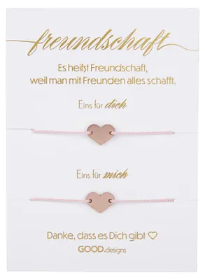 Produktbild von GD GOOD.designs Freundschaftsarmband für 2 mit Herz Armband in 18K Rosegold I Beste Freundin Geschenk - Individuell verstellbare BFF Ketten für zwei I Freundschaftsketten für Damen