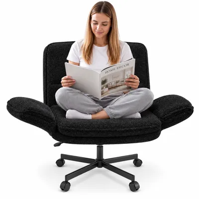 Produktbild von di volio Chefsessel Belago - Bürostuhl für Schneidersitz Boucle 150 kg Schwarz
