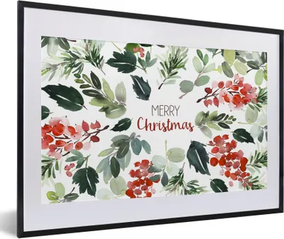Produktbild von MuchoWow® Gerahmtes Poster Weihnachten - Zitat - Aquarell 60x40 cm - Poster mit Schwarzem Bilderrahmen Wandposter Rahmen Foto Bilder - Schlafzimmer - Plakat in Rahmen - Drucken