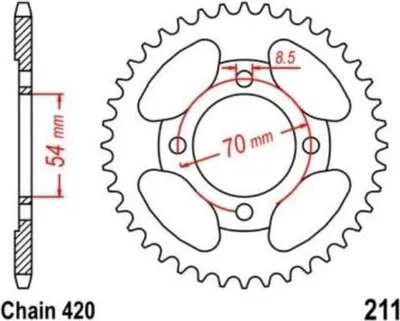 Produktbild von Kettenrad 39 Z Teiung 420 für HONDA C 90 84-02 Rear sprocke