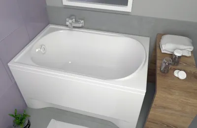 Produktbild von ECOLAM Badewanne Wanne Acryl Mini Rechteck 100x65 Schürze Füße Silikon Ablaufgarnitur Ab- und Überlauf Automatik GRATIS Komplett-Set