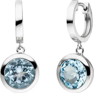 Produktbild von Ohrringe Creolen aus 925 Silber 26,9x11,8mm mit Topas Blautopas hellblau blau
