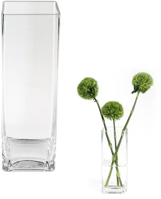 Immagine prodotto di Vaso quadrato in vetro da 20 cm: vaso decorativo moderno per l'ufficio o il soggiorno