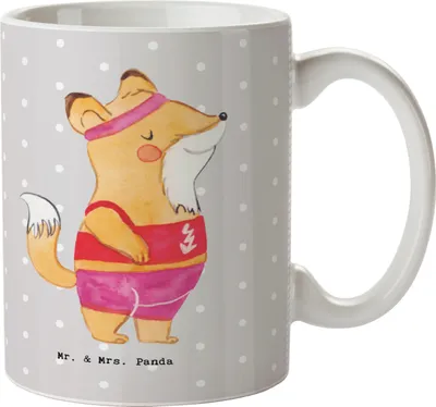 Produktbild von Mr. & Mrs. Panda Tasse Sportlehrerin Herz - Grau Pastell - Geschenk, Kaffeetasse, Teetasse, schöne, Becher, Kaffeebecher