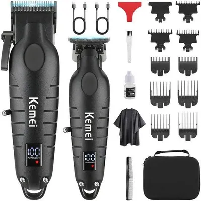 Productafbeelding van Professionele draadloze tondeuse en trimmerset voor mannen - Zero Gapped T-Blade haar/baardtrimmer