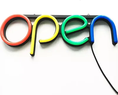 Produktbild von NEON LED Licht, dekorative Hänge-Leuchte, Open bunt horizontal, ca. 40 x 15 cm