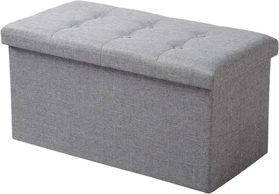 Obrázek produktu pro Úložná stolička s polstrováním sedáku a úložným prostorem | Světlě šedá | 76 x 37,5 x 38 cm