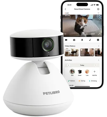Immagine prodotto di Telecamera per animali domestici con app, telecamera HD a 360° per cani con visione notturna