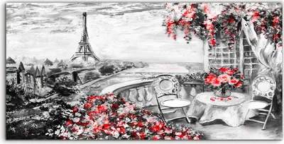 Produktbild von Coloray Acrylbild 100x50  Wandbild Acrylbilder Gemälde Paris Frankreich Eiffel Blume