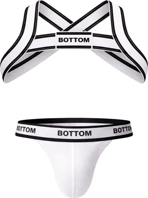 Image de Barcode Berlin - Sous-vêtement String Hommes - BOTTOM Multipack 1x Suspender White + 1x Harness White-Black - Taille XL