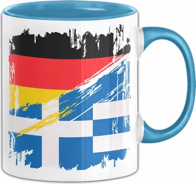 Produktbild von Griechenland Deutschland Flagge Halb Deutscher Halb Grieche Fußball Germany 2024 Europa Greece (Blau)