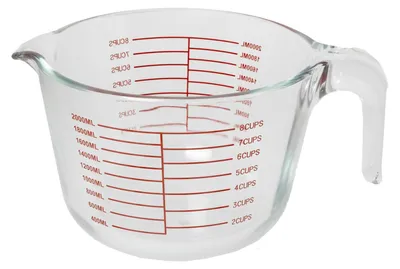 Produktbild von Messbecher Glas 2 Liter mit Griff Skala Messkanne Küchenmessbecher