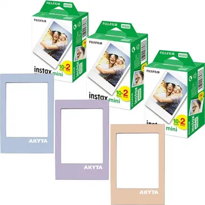 Produktbild von Fujifilm Instax Paket mit 60 Mini-Filmen, 3 Pakete à 2x10 Stück, 54x86 mm mit 3 magnetischen Rahmen.