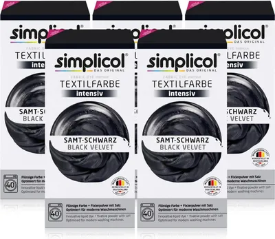 Produktbild von Simplicol Textilfarbe intensiv Samt-Schwarz - Einfaches Färben (5er Pack)