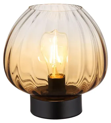 Produktbild von LED Tischleuchte, Schalter, schwarz, Glas amber, H 23,5 cm