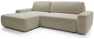 Image de Selsey Baleo - Canapé d'angle avec fonction sommeil, housse chenille, beige, côté gauche