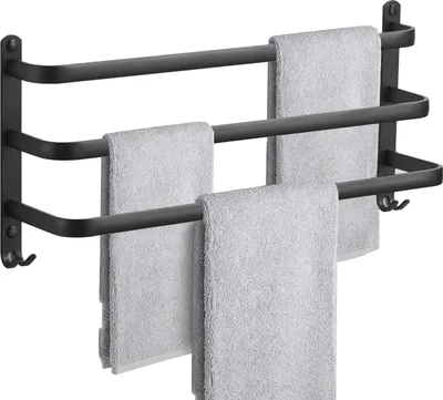 Produktbild von Handtuchhalter ohne Bohren 50CM Selbstklebend Edelstahl Handtuchregal Wandmontage Handtuchstange Schwarz