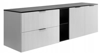 Zdjęcie produktu dla Rodan Szafka pod Umywalkę 160cm - Biało-Czarna - Zestaw Łazienkowy - Wisząca - FLOW