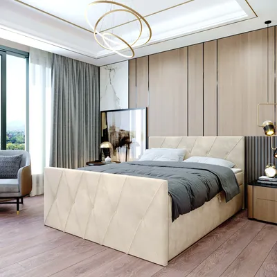 Produktbild von Boxspringbett Doppelbett CLERMONT  - 140x200cm Bett mit Bonellmatratze, mit Bettkasten f r Bettw sche und Topper. Gepolstertes Kopfteil und Fussteil mit einer eleganten Steppung verziert (Cloud 03)