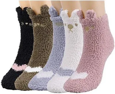 Immagine prodotto di 5 paia di pantofole da donna a forma di gatto - Taglia unica - Multicolori