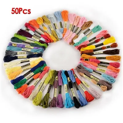 Produktbild von 50x Stickgarn 8m Multicolor Farblich Sticken Nähgarn Set