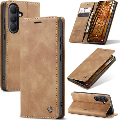 Produktbild von Hülle für Samsung Galaxy S26+ Retro Kunstledertasche mit Standfunktion Schutzhülle Braun