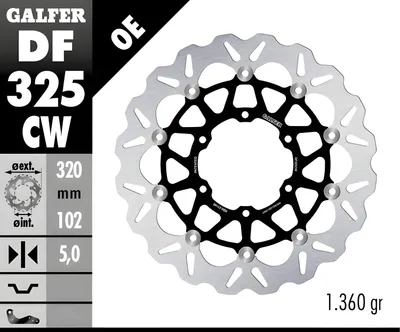Obrázok produktu pre Sada brzdových kotúčov Galfer 2x DF325CW WAVE® plávajúce predné 320x5mm pre Suzuki GSX-R 1000 ccm rok 2016 - 2022