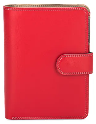 Produktbild von Bunte Leder Geldbörse mit Druckknopfverschluss und beiliegendem Stift, 14x10x3cm