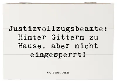 Produktbild von Mr. & Mrs. Panda Kiste Spruch Justizvollzugsbeamte Freiheit 22 x 15 cm - Weiß - Geschenk, Box, Berufsleben, Zusammenhalt im Vollzug, Geschenkbox, Berufspassion, Beruf