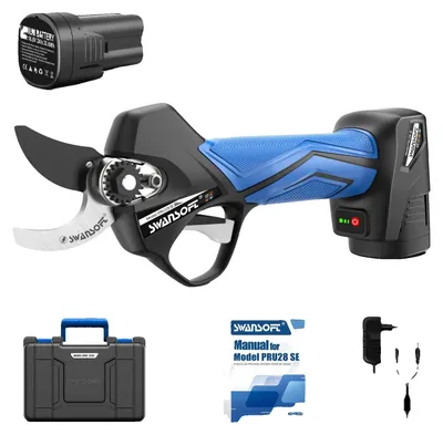 Image de Taille-haies électriques, moteur sans balais, double batterie incluse, bleu, deux batteries