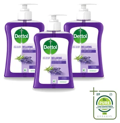 Productafbeelding van 3 x Dettol handzeep - Lavendel - 250 ml - Grote verpakking - 3 stuks