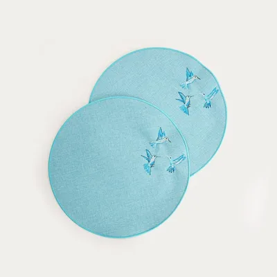 Zdjęcie produktu dla HOMLA Maty stołowe ISOLINA z haftowanymi kolibrami, zestaw 2 szt. 38cm