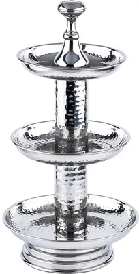 Produktbild von Marrakesch Orient & Mediterran Interior 3 Etagen Etagere aus Edelstahl Rosal Silber rund 40cm Groß | Cupcake Ständer modern als Tischdeko