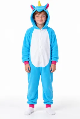 Obrázek produktu pro Dětské overal pyžamo Kigurumi kostým Modrý jednorožec, velikost 122