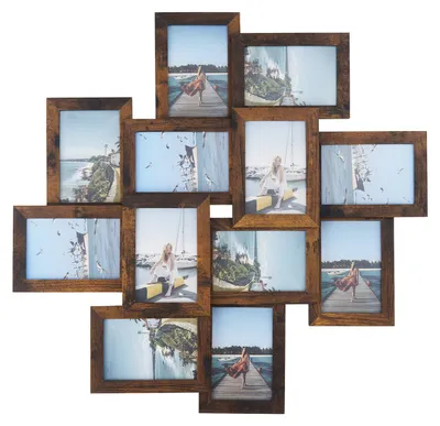 Produktbild von Bilderrahmen Set 12 Stück 13x18 cm Holz schwarz Collage Rahmen Wohnzimmer Deko Wanddeko