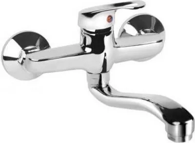 Produktbild von Waschtischarmatur Vittoria mit gebogenem Arm, glänzend verchromt, 20 cm Armlänge