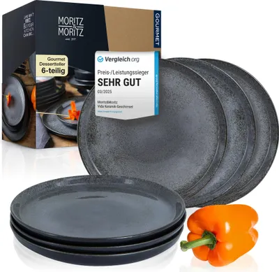 Produktbild von Moritz & Moritz VIDA 6tlg Dessert Teller Anthrazit Geschirr Set