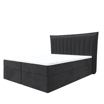 Produktbild von Bett, Boxspringbett, Continentalbett LUMORA mit Bonell Matratze, T25 Topper, Doppelbett mit Container, H3 180x200 cm, (Schwarz - Itaka 15)